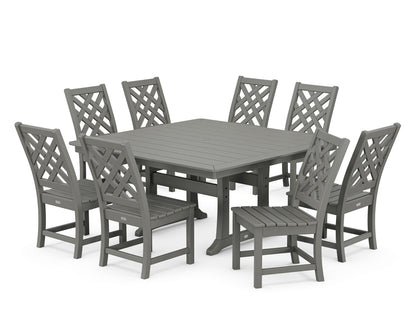 Country Living Wovendale Side Chair 9-Piece Square Dining Set with Trestle Legs in Slate Grey