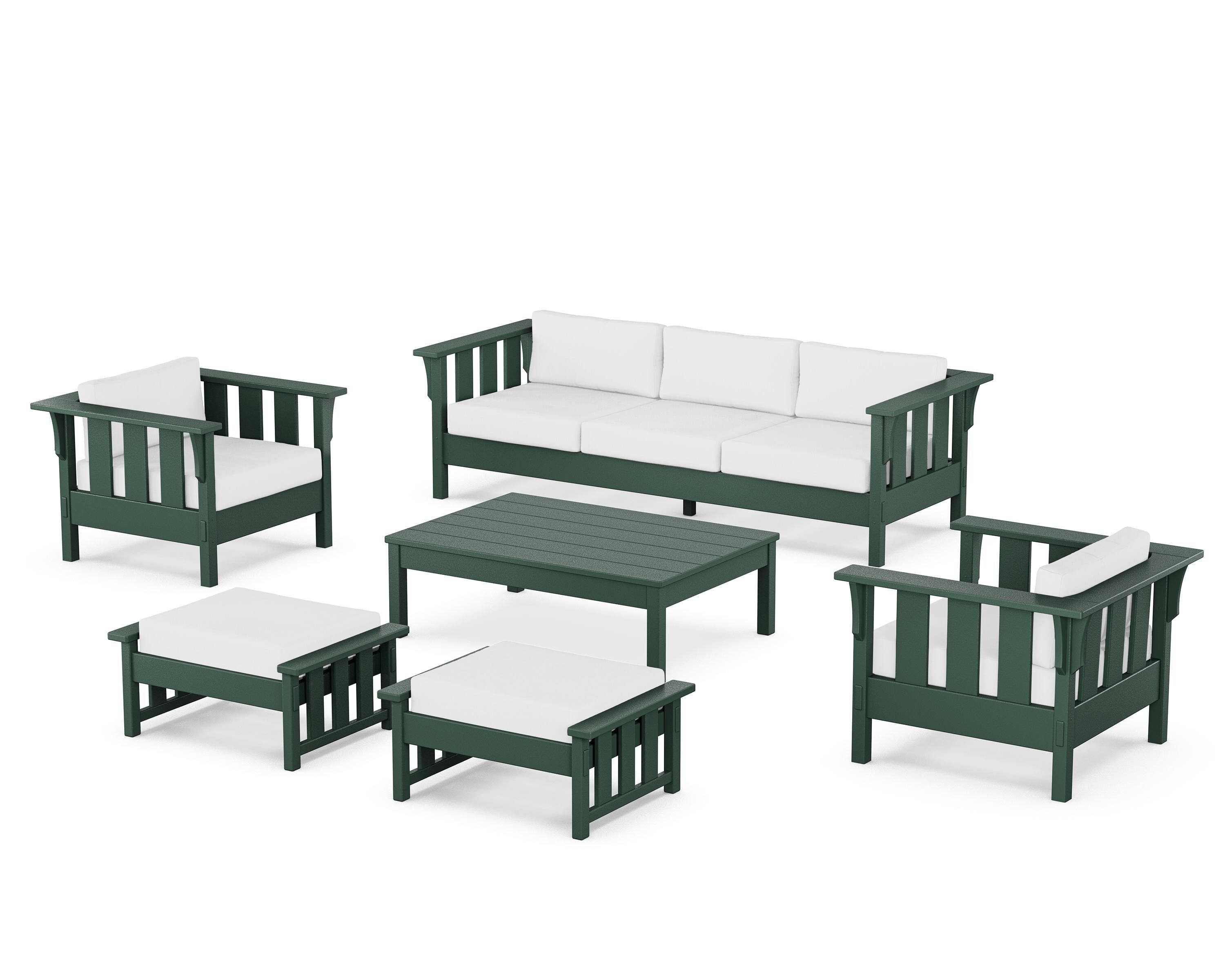 Martha Stewart by POLYWOOD® Acadia 6-Piece Lounge Sofa Set in Green / Natural