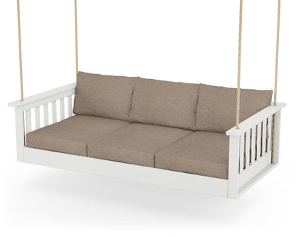 POLYWOOD® Vineyard Daybed Swing in White / Spiced Burlap