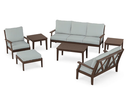 POLYWOOD® Braxton 7-Piece Deep Seating Set in Mahogany / Spa