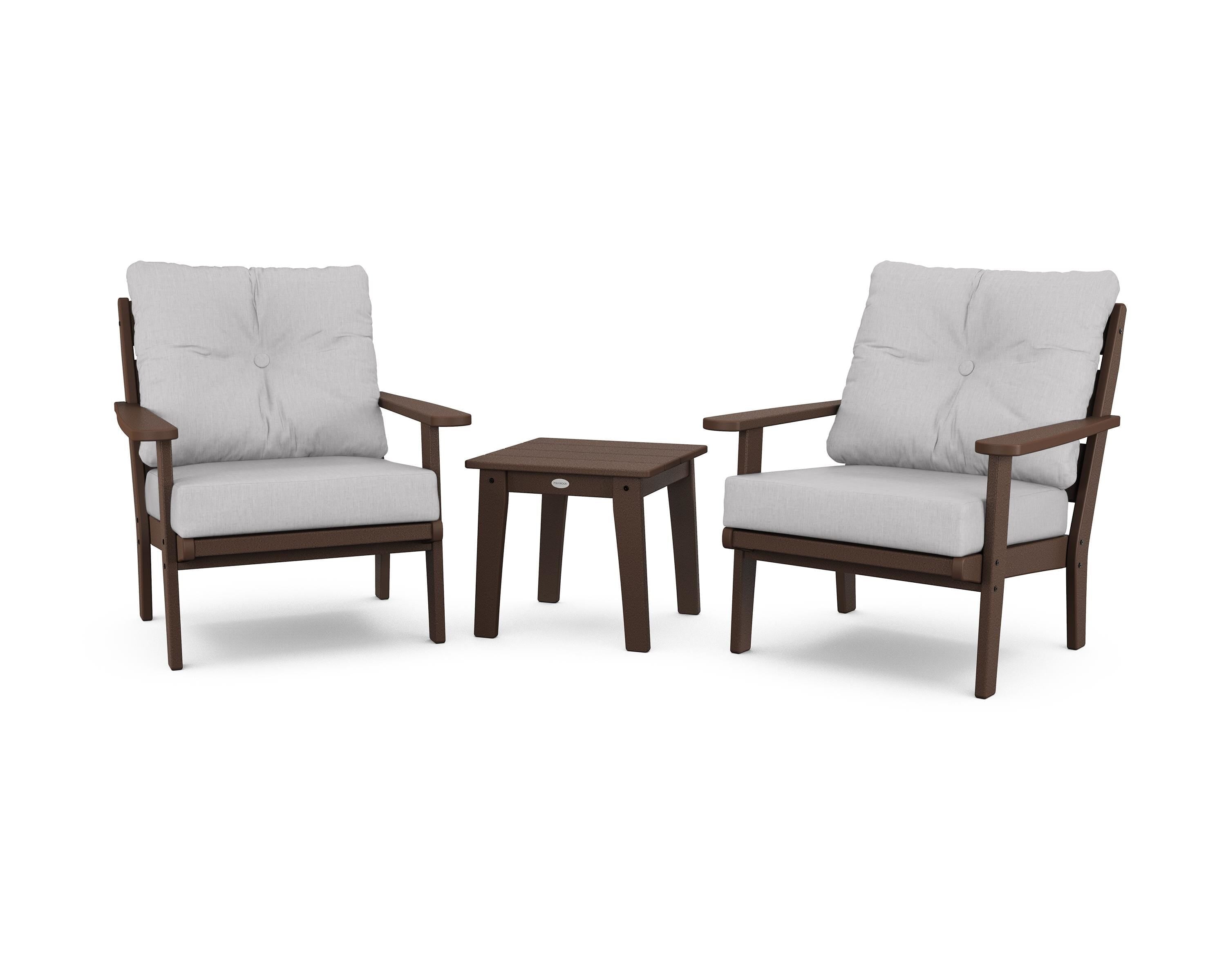 POLYWOOD® Lakeside 3-Piece Deep Seating Chair Set in Mahogany / Granite