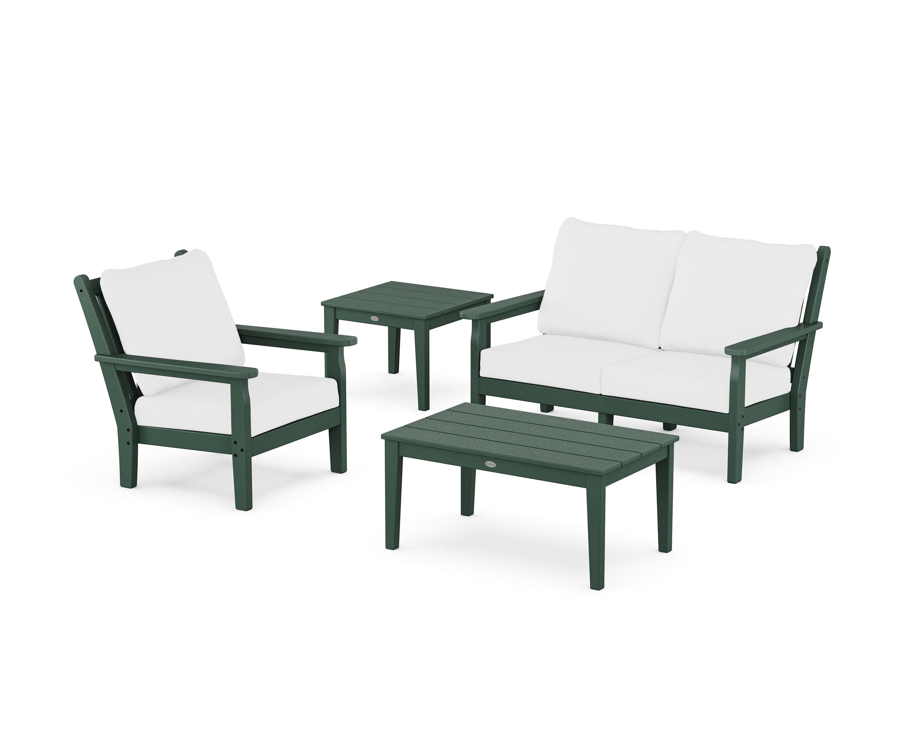 POLYWOOD® Chippendale 4-Piece Deep Seating Set in Green / Natural