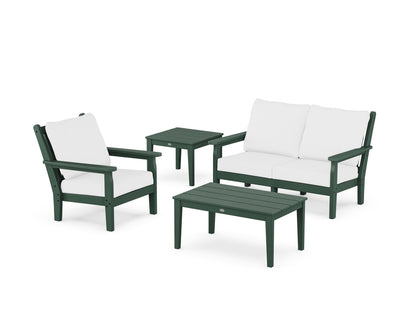 POLYWOOD® Chippendale 4-Piece Deep Seating Set in Green / Natural