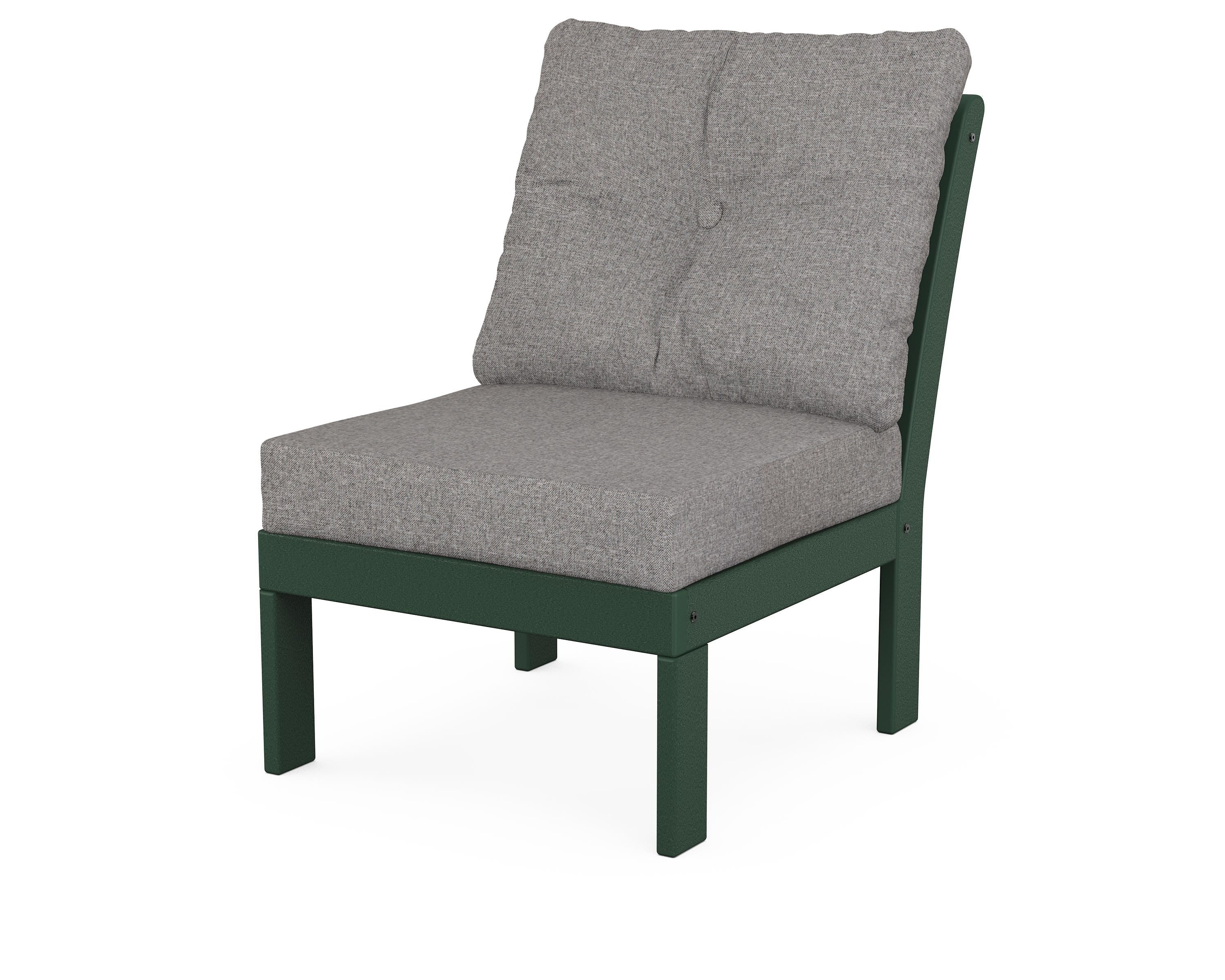 POLYWOOD® Vineyard Modular Armless Chair in Green / Grey Mist