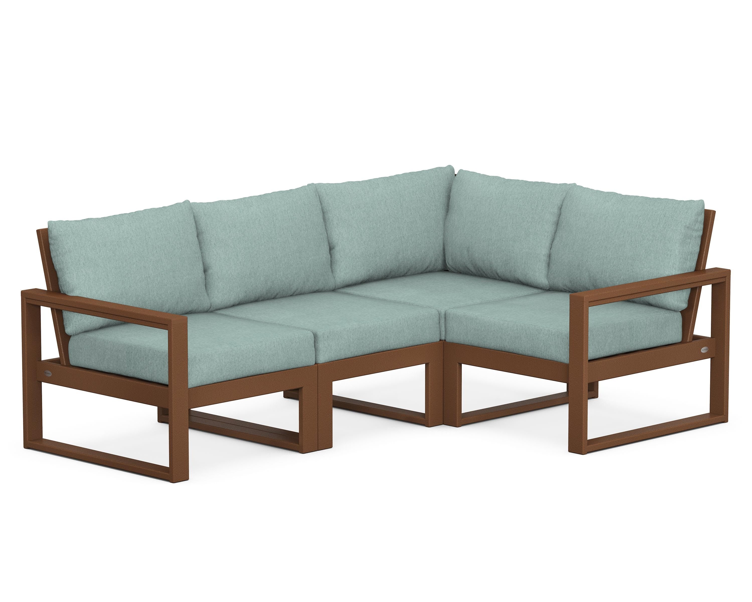 POLYWOOD® EDGE 4-Piece Modular Deep Seating Set in Teak / Glacier Spa