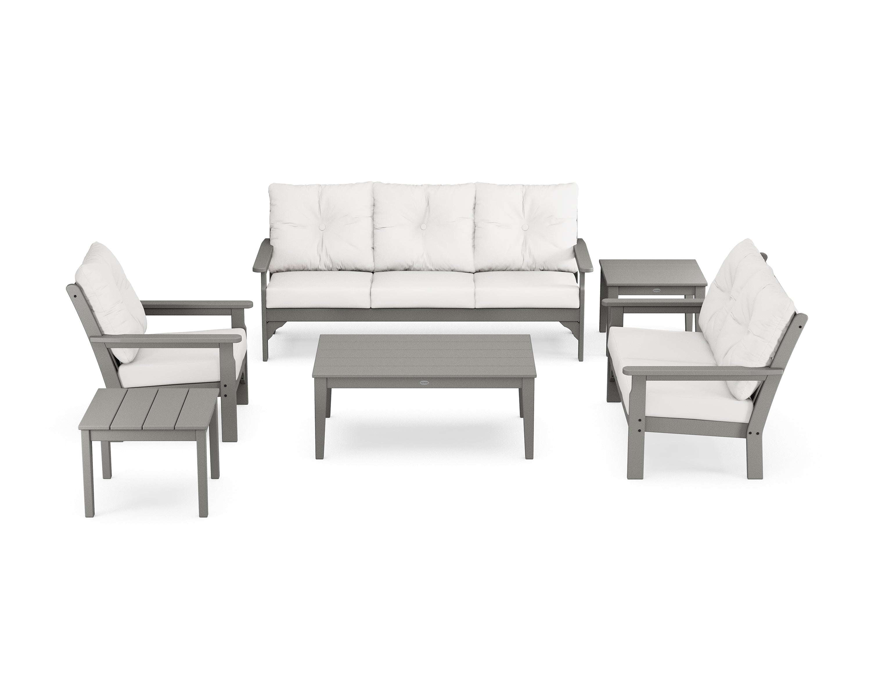 POLYWOOD® Vineyard 6-Piece Deep Seating Set in Slate Grey / Natural Linen