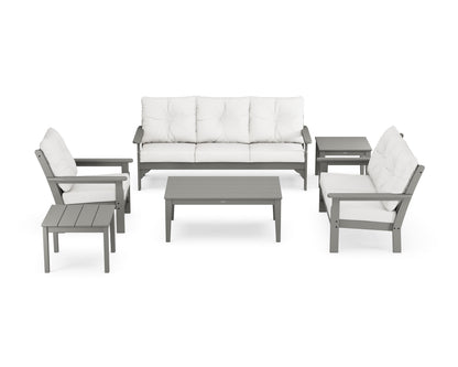 POLYWOOD® Vineyard 6-Piece Deep Seating Set in Slate Grey / Natural Linen