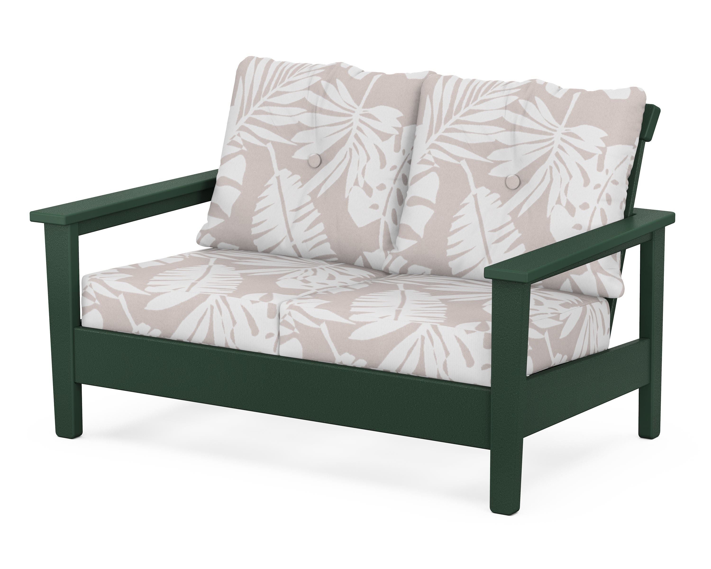 POLYWOOD® Prescott Deep Seating Loveseat in Green / Leaf Dune Burlap