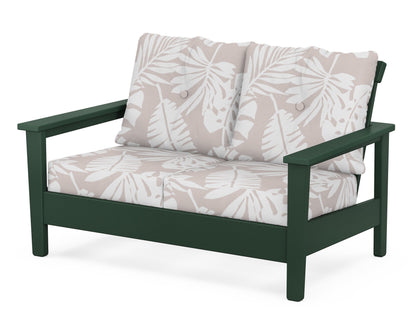 POLYWOOD® Prescott Deep Seating Loveseat in Green / Leaf Dune Burlap