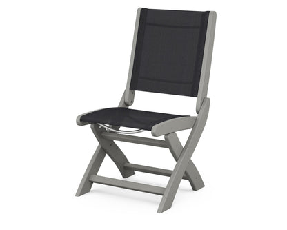 POLYWOOD® Coastal Folding Side Chair in Slate Grey / Black Sling
