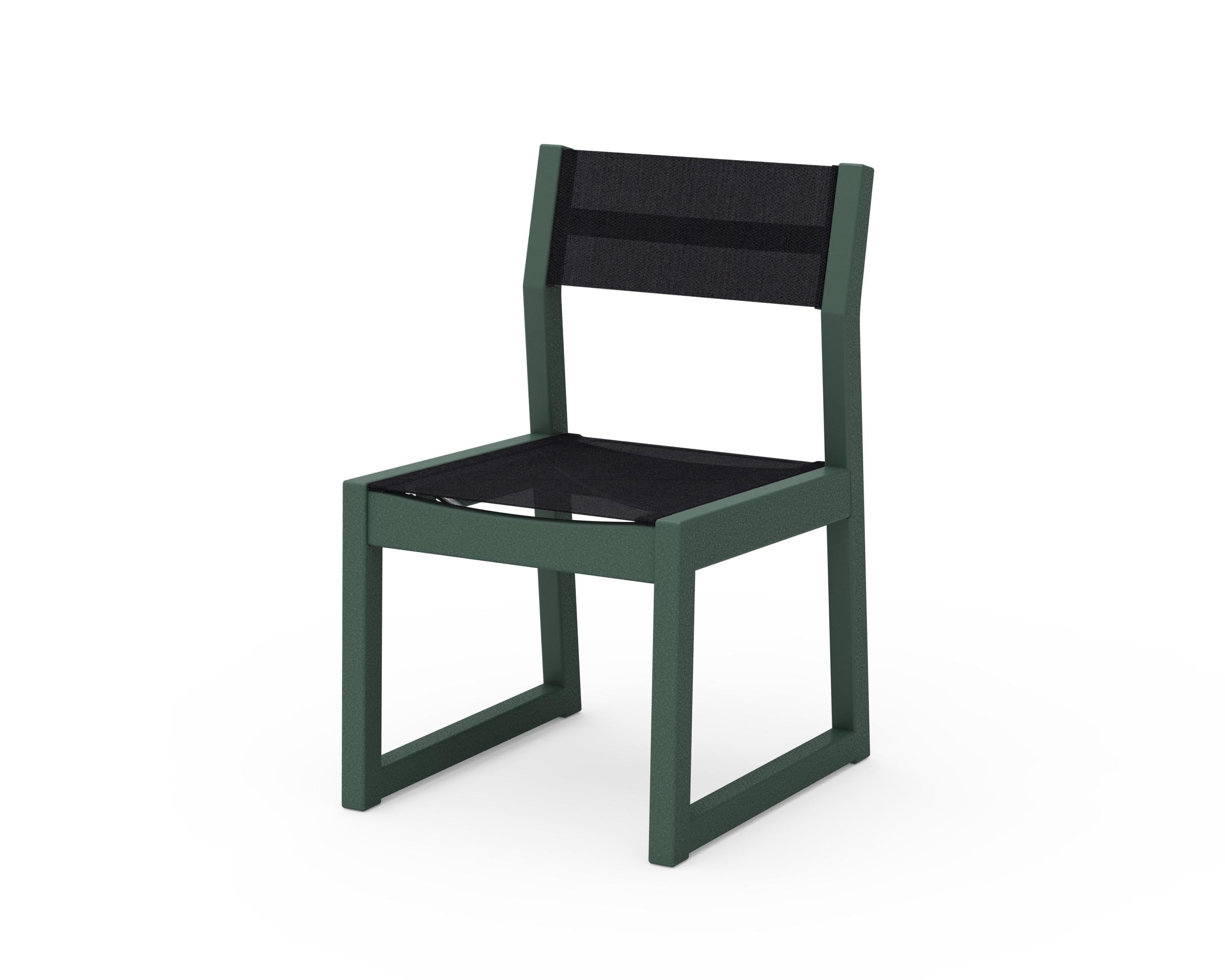 POLYWOOD® Edge Sling Dining Side Chair - 2 Chairs in Green / Black Sling