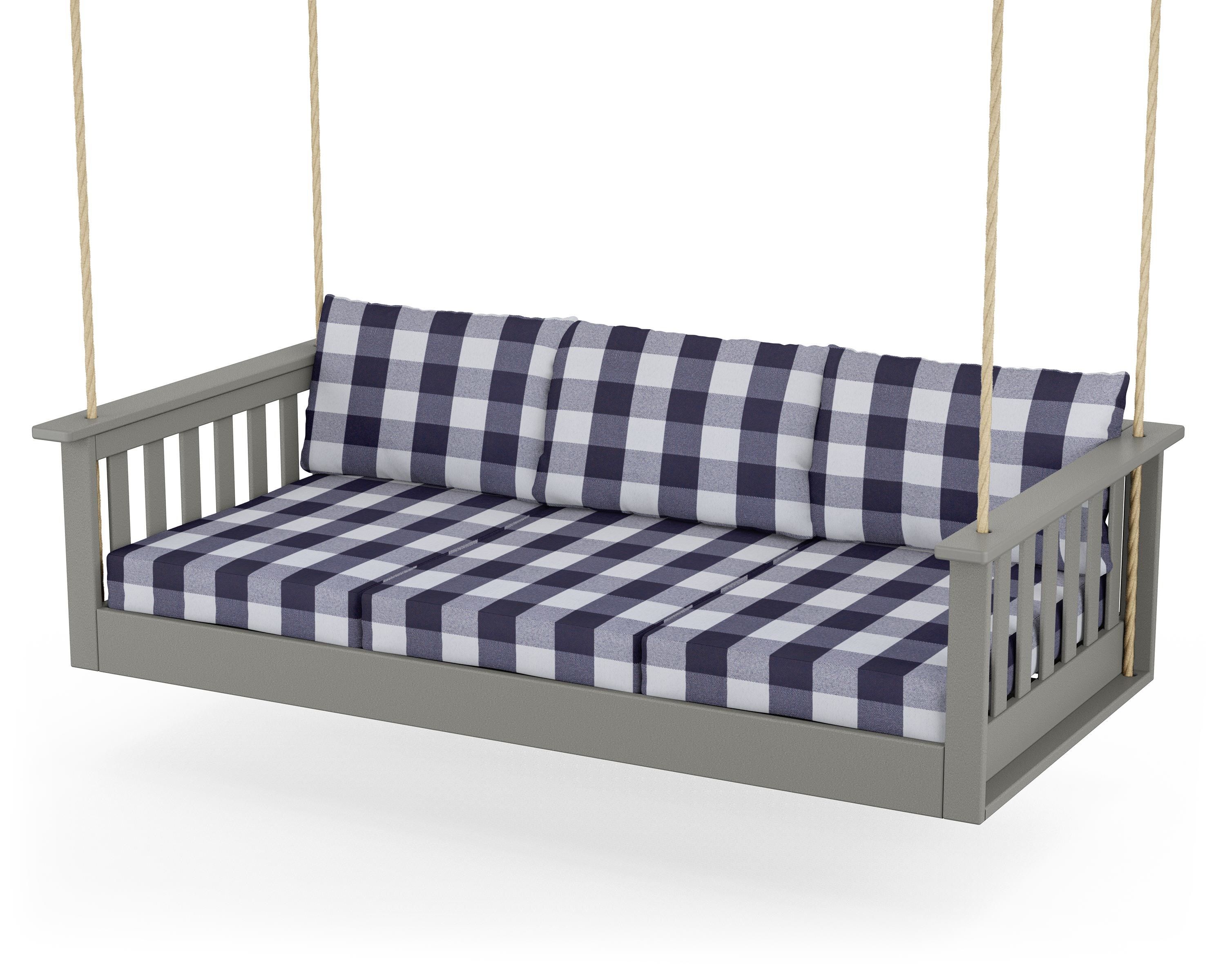 POLYWOOD® Vineyard Daybed Swing in Slate Grey / Buffalo Plaid Navy