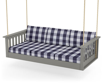 POLYWOOD® Vineyard Daybed Swing in Slate Grey / Buffalo Plaid Navy