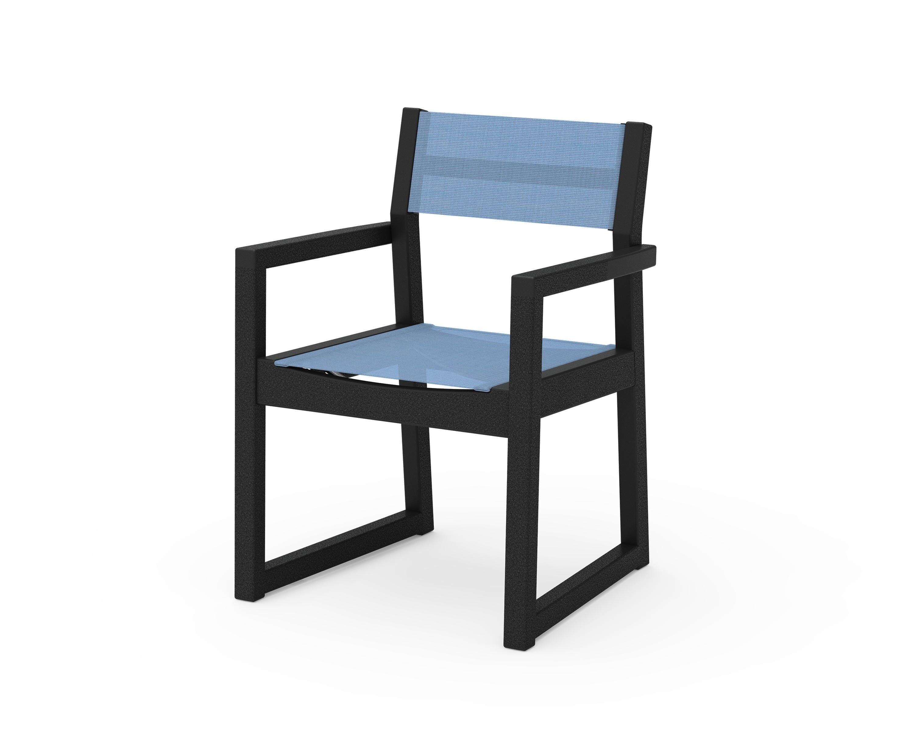POLYWOOD® EDGE Sling Dining Arm Chair in Black / Poolside Sling