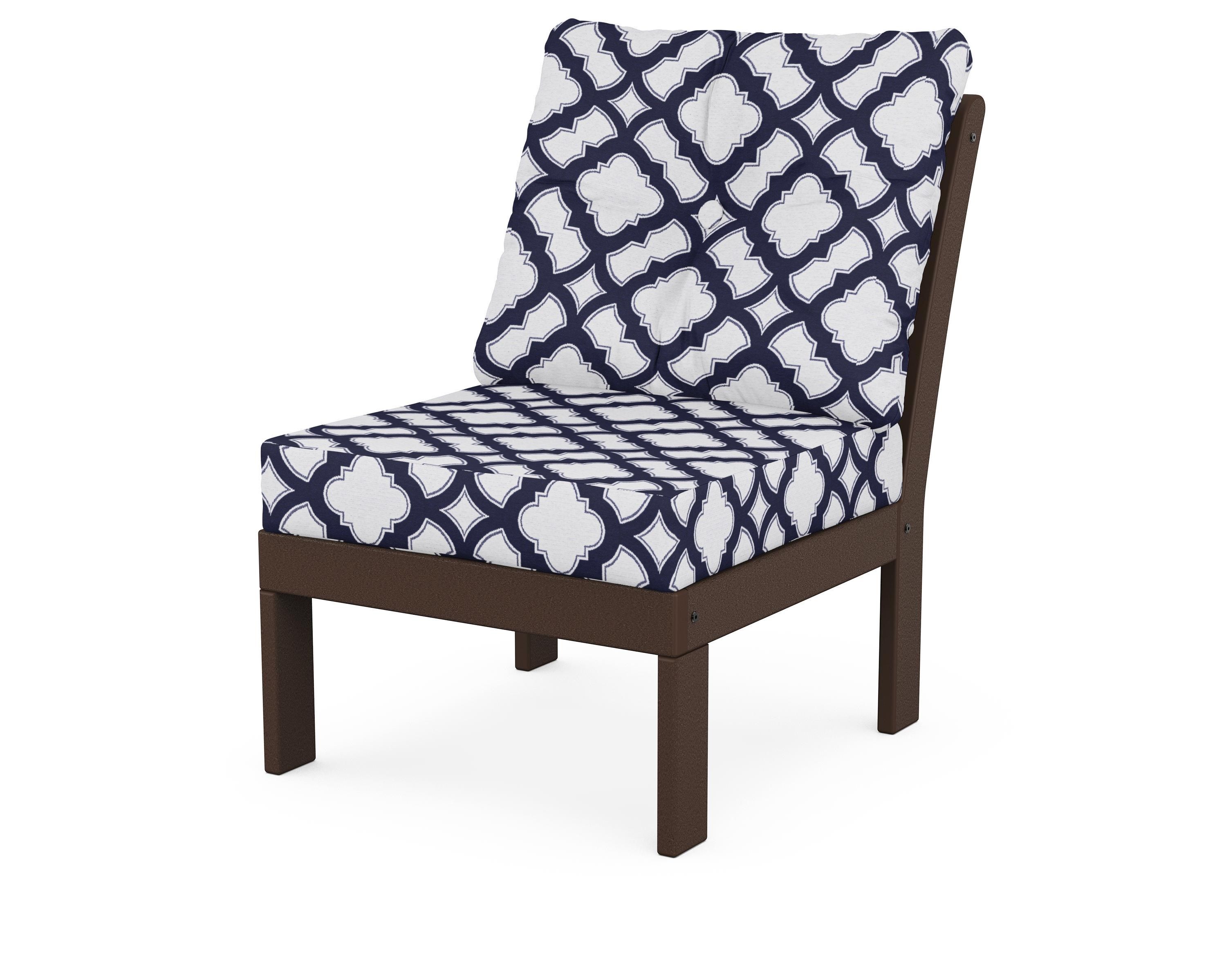 POLYWOOD® Vineyard Modular Armless Chair in Mahogany / Trellis Navy