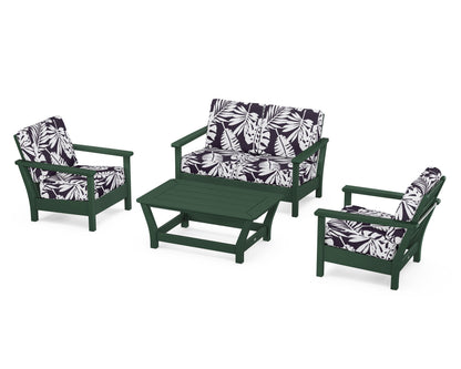 POLYWOOD® Harbour 4-Piece Deep Seating Set in Green / Leaf Navy