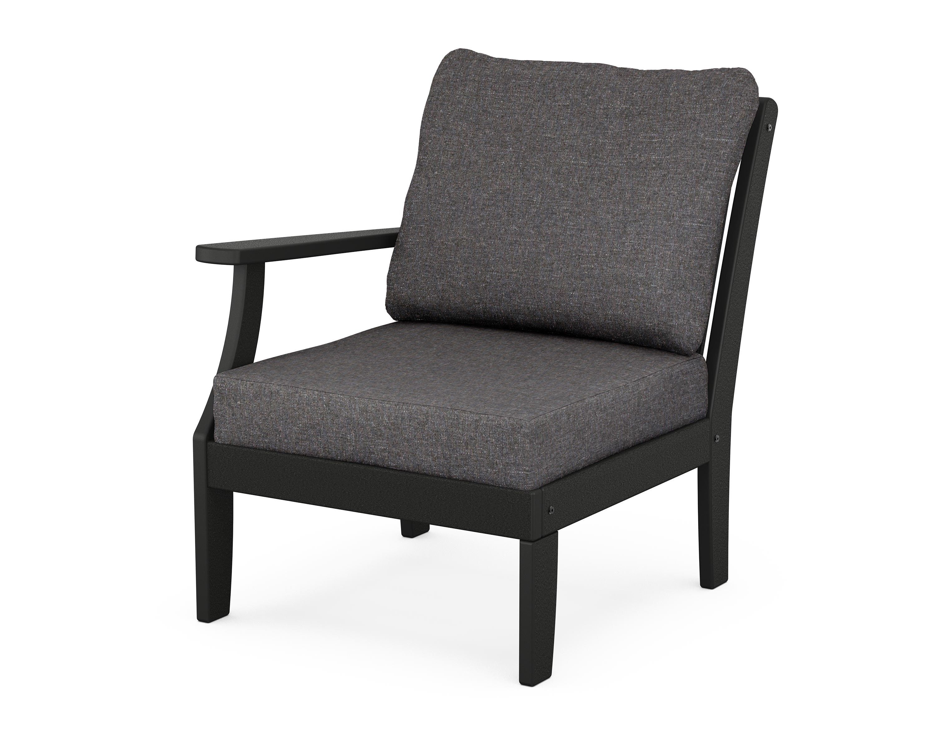 POLYWOOD® Braxton Modular Left Arm Chair in Black / Ash Charcoal