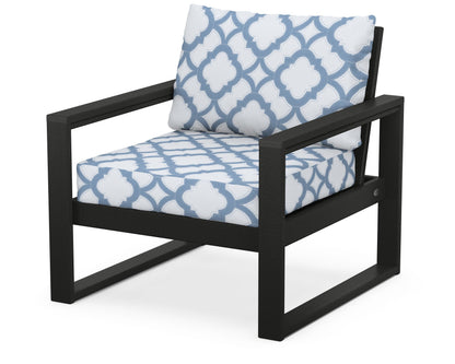 POLYWOOD® EDGE Club Chair in Black / Trellis Sky Blue