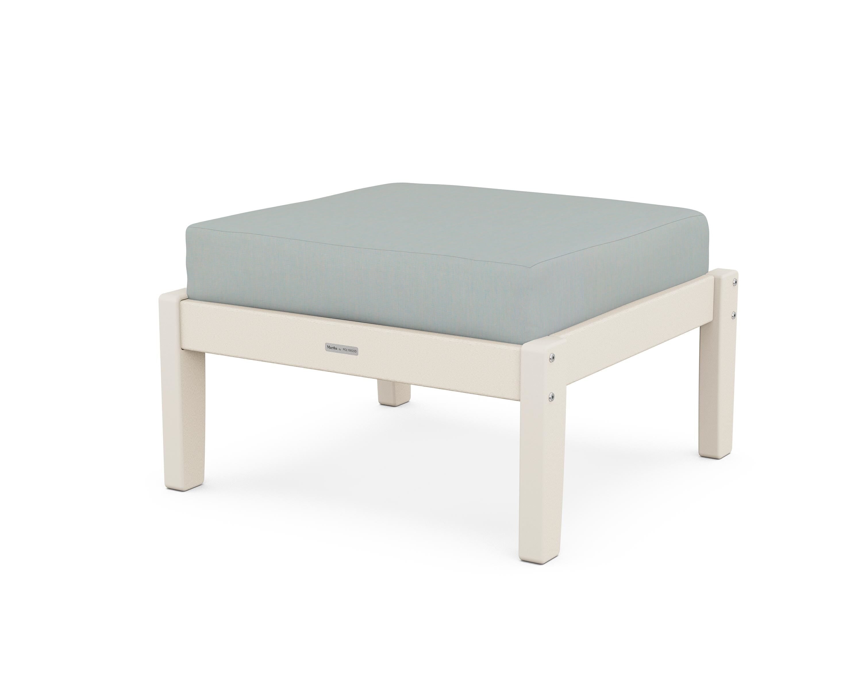 Martha Stewart by POLYWOOD® Chinoiserie Deep Seating Ottoman in Sand / Spa