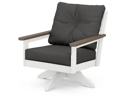 POLYWOOD® Vineyard Deep Seating Swivel Chair in White / Kona / Spectrum Carbon