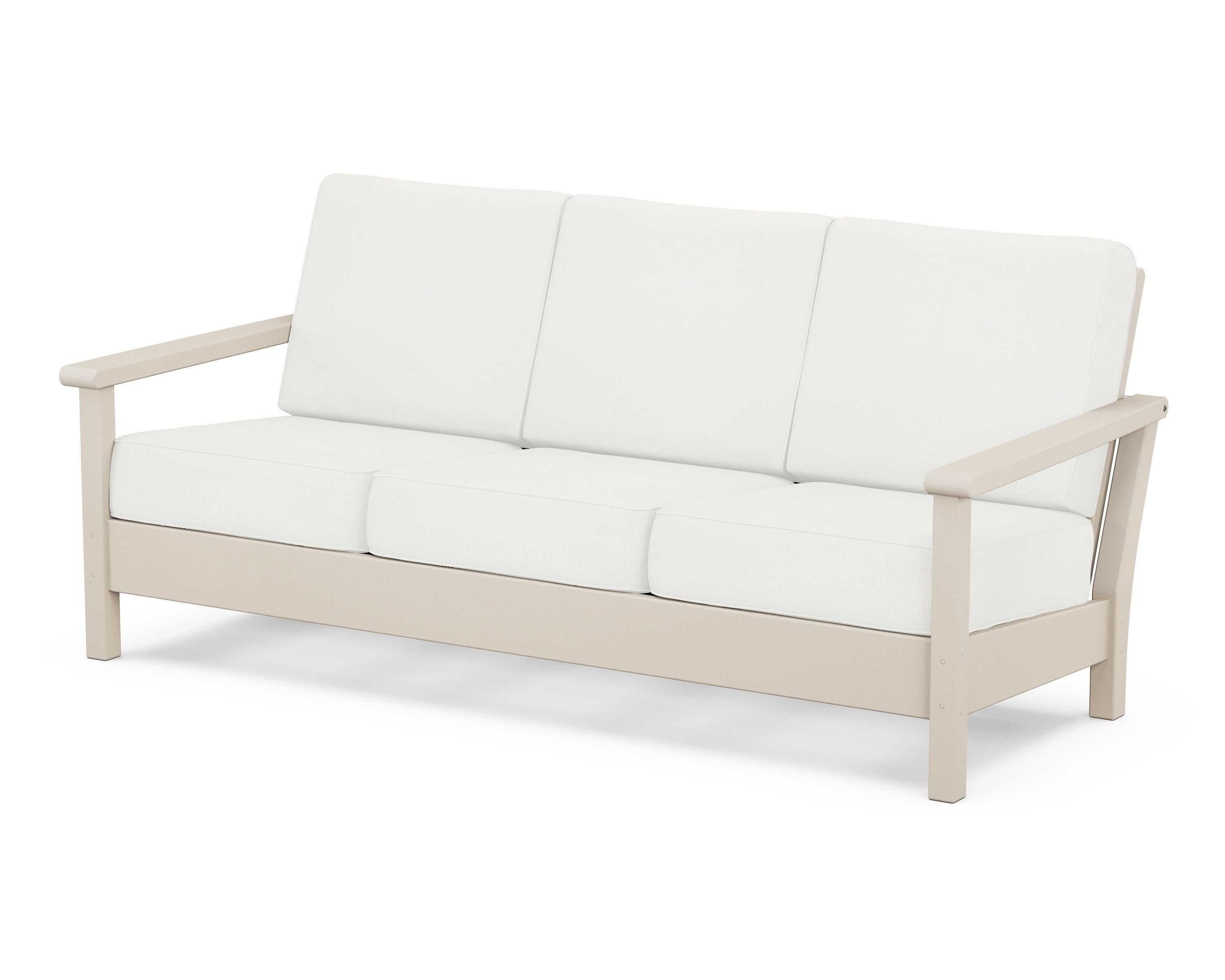 POLYWOOD® Harbour Deep Seating Sofa in Sand / Natural Linen