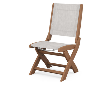 POLYWOOD® Coastal Folding Side Chair in Teak / Parchment Sling