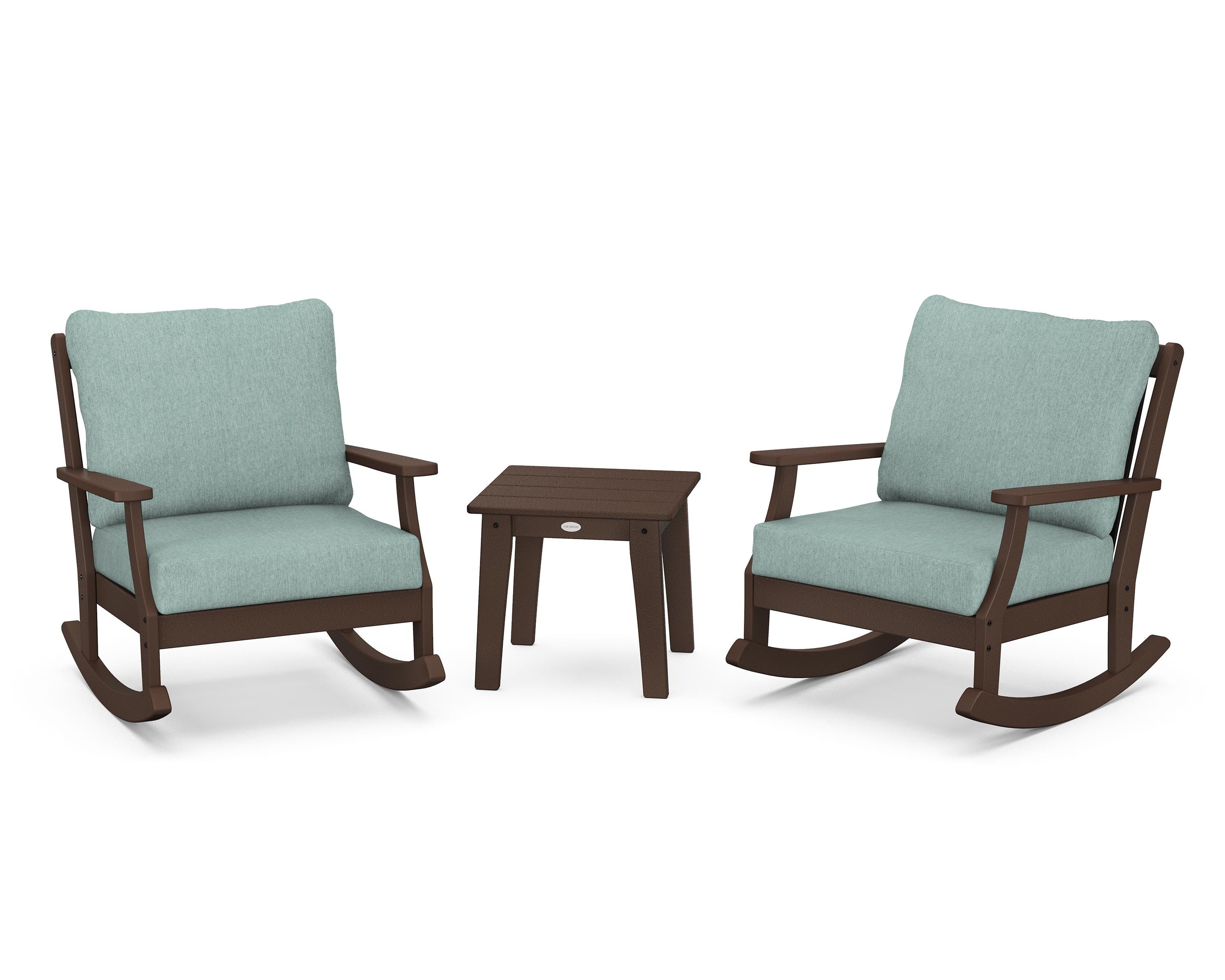 POLYWOOD® Braxton 3-Piece Deep Seating Rocker Set in Mahogany / Glacier Spa