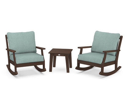 POLYWOOD® Braxton 3-Piece Deep Seating Rocker Set in Mahogany / Glacier Spa