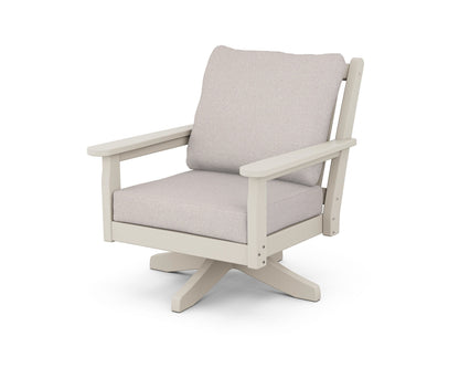 POLYWOOD® Chippendale Deep Seating Swivel Chair in Sand / Dune Burlap