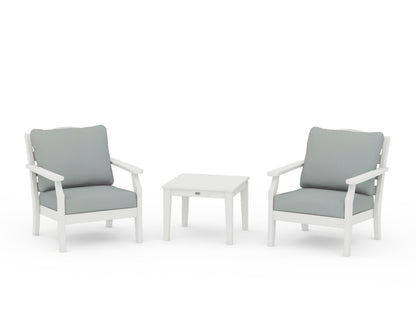 Draper James™ by  POLYWOOD® Savannah 3-Piece Deep Seating Set in Vintage White / Spa