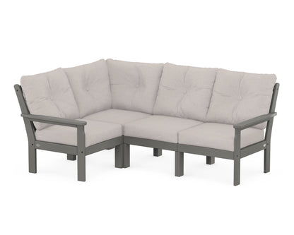 POLYWOOD® Vineyard 4-Piece Sectional in Slate Grey / Dune Burlap