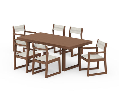 POLYWOOD® EDGE Sling 7-Piece Dining Set in Teak / Parchment Sling