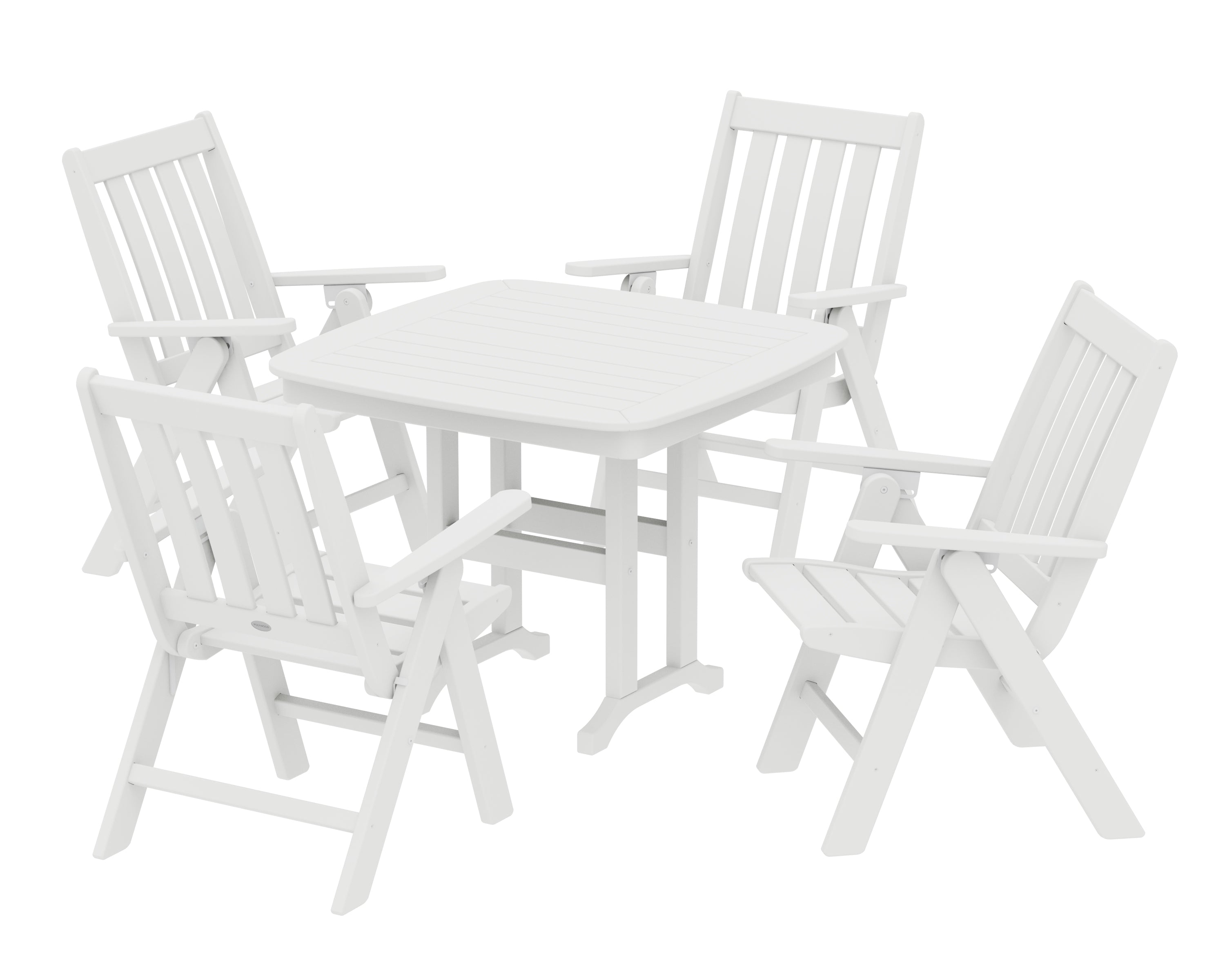POLYWOOD® Vineyard Folding Chair 5-Piece Dining Set in White