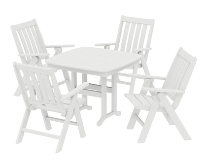 POLYWOOD® Vineyard Folding Chair 5-Piece Dining Set in White