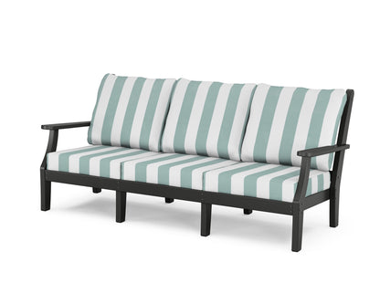 Country Living Wovendale Deep Seating Sofa in Black / Cabana Stripe Glacier Spa