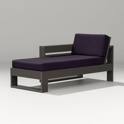 PW Designer Series Latitude Modular Left Arm Chaise in Vintage Coffee / Navy Linen