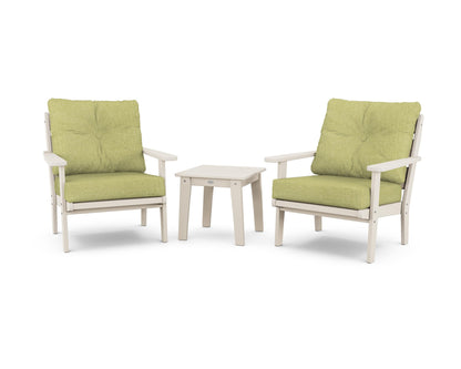 POLYWOOD® Lakeside 3-Piece Deep Seating Chair Set in Sand / Chartreuse Boucle