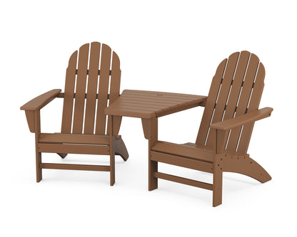 POLYWOOD® Vineyard 3-Piece Adirondack Set with Angled Connecting Table in Teak