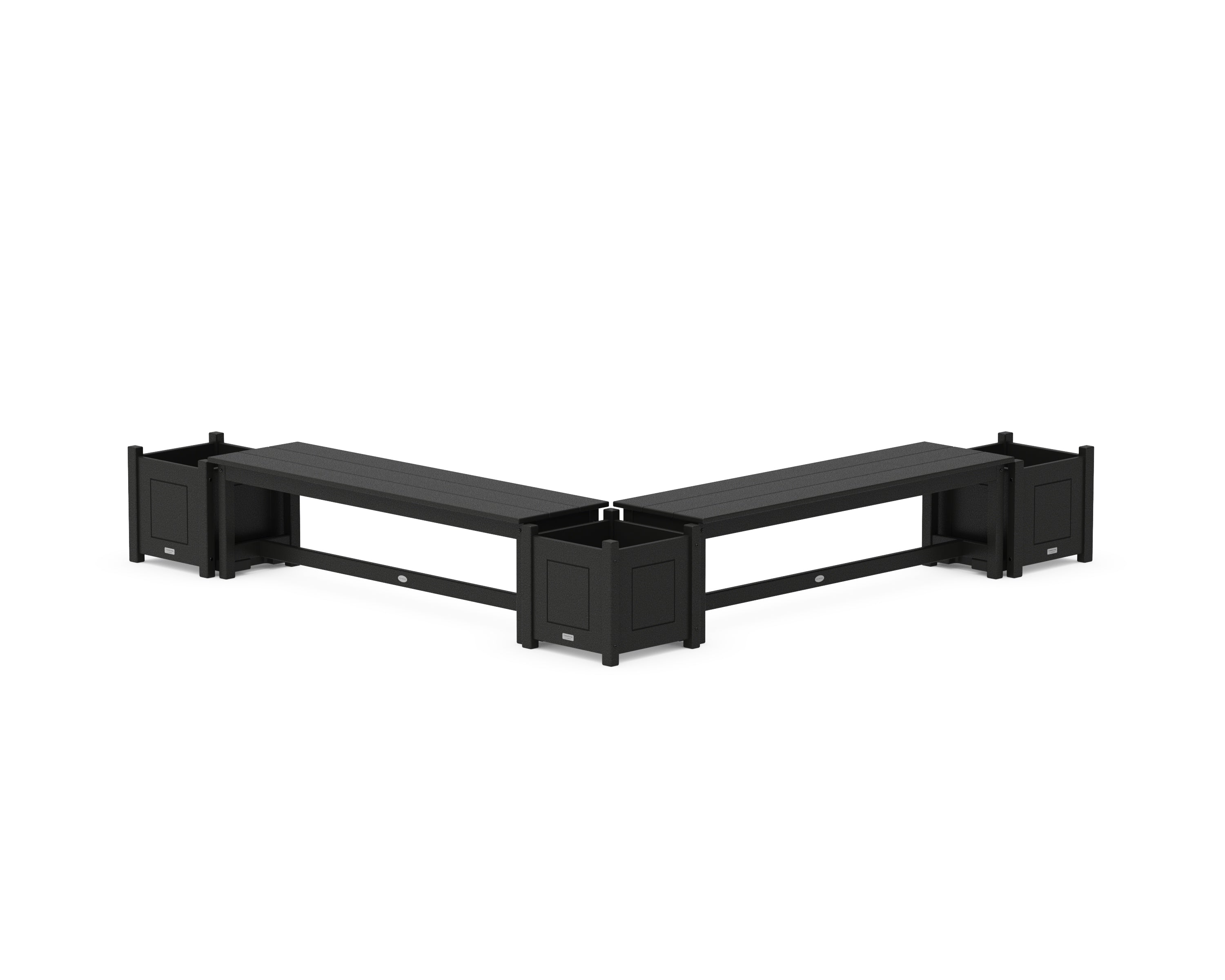 Country Living 60" Country Living L- Shaped Planter Bench Corner Set in Black