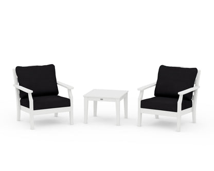 Draper James™ by  POLYWOOD® Savannah 3-Piece Deep Seating Set in White / Midnight Linen