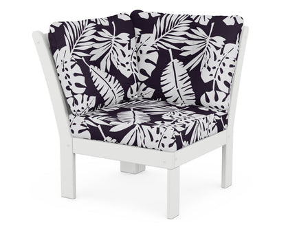 POLYWOOD® Vineyard Modular Corner Chair in White / Leaf Navy