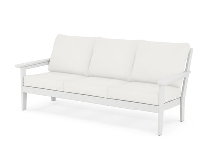 Country Living Cottage Deep Seating Sofa in White / Natural Linen