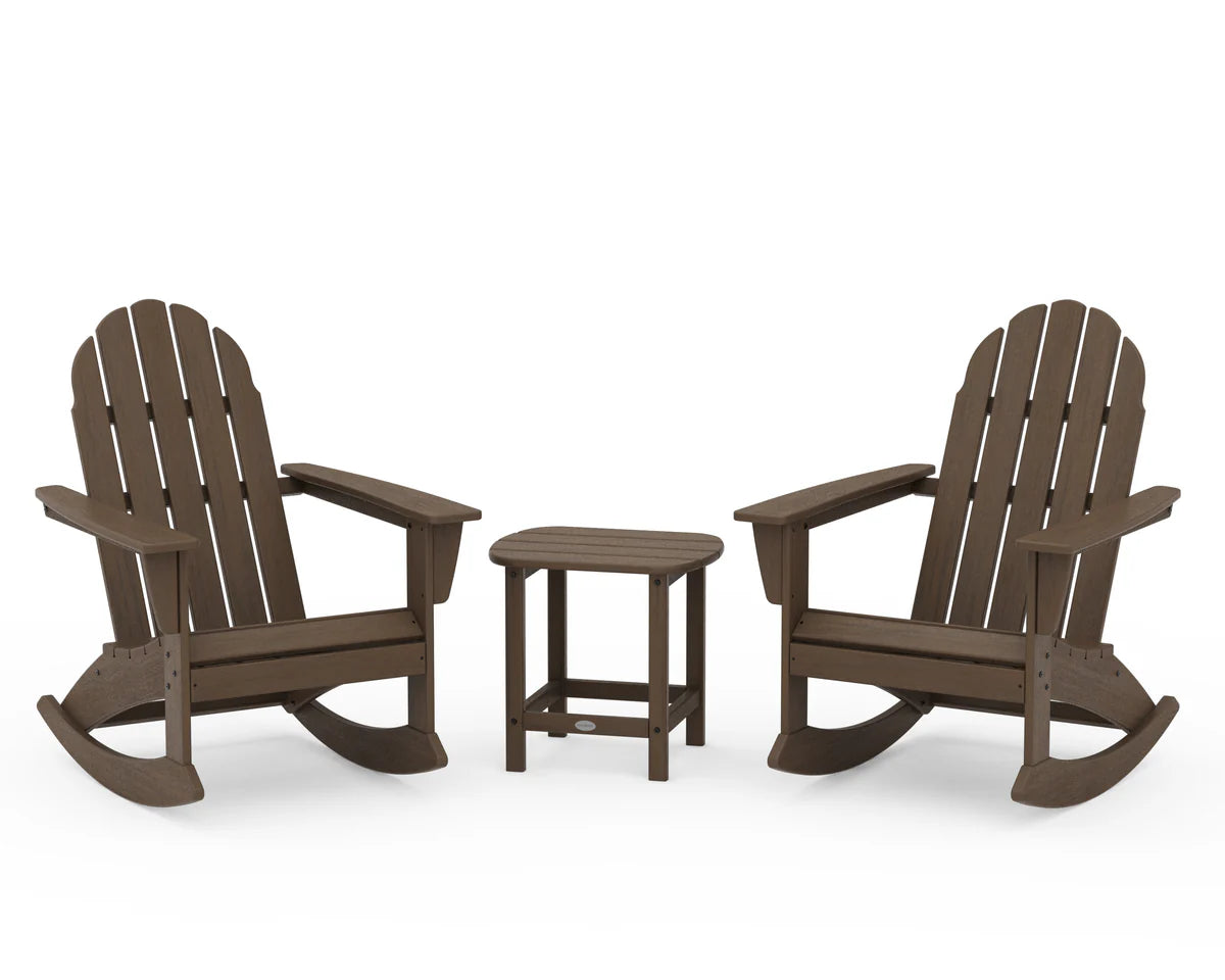 Vineyard 3-Piece Adirondack Rocking Chair Set with South Beach 18" Side Table