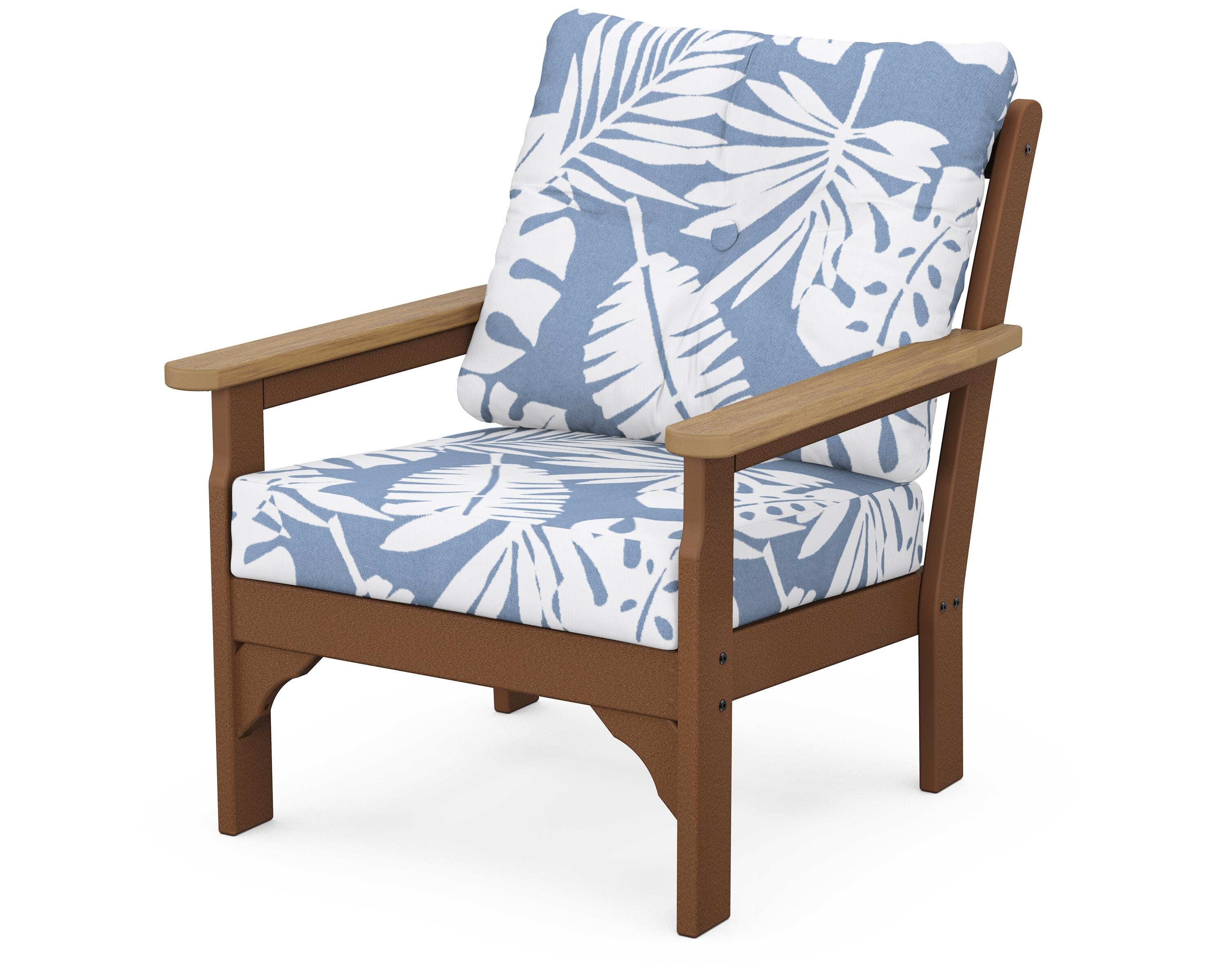 POLYWOOD® Vineyard Deep Seating Chair in Teak / Natural / Leaf Sky Blue