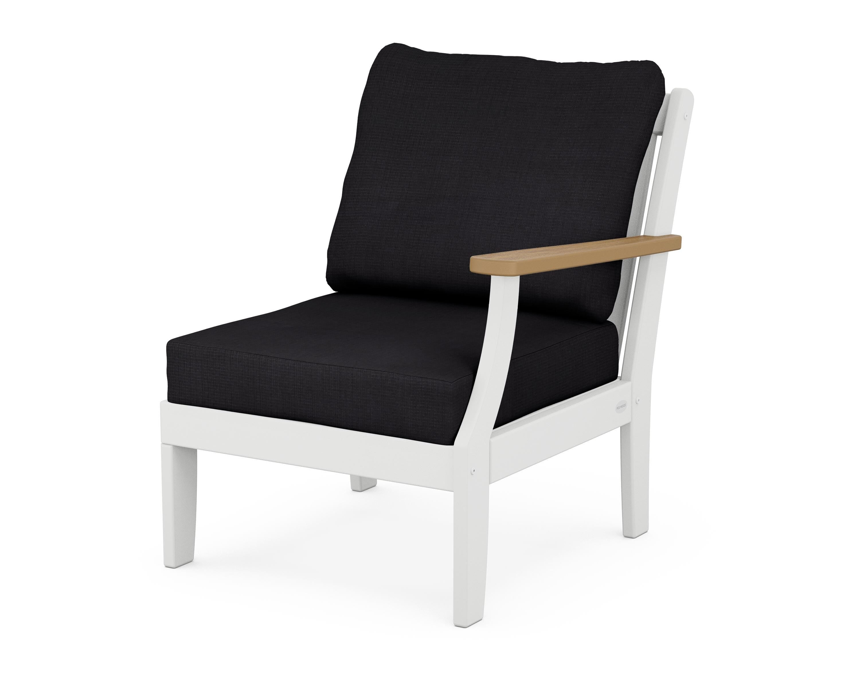 POLYWOOD® Braxton Modular Right Arm Chair in White / Natural / Midnight Linen