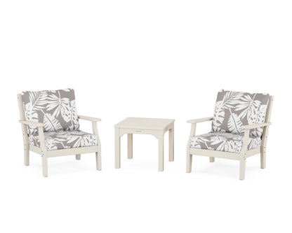 Martha Stewart by POLYWOOD® Chinoiserie 3-Piece Deep Seating Set in Sand / Leaf Grey Mist