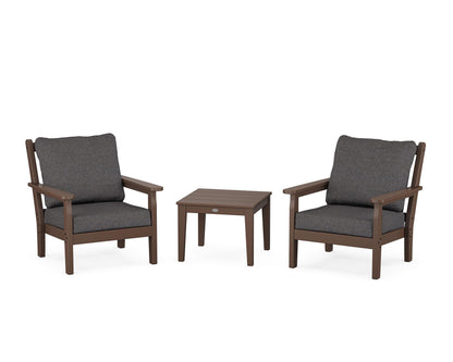 POLYWOOD® Chippendale 3-Piece Deep Seating Set in Mahogany / Ash Charcoal