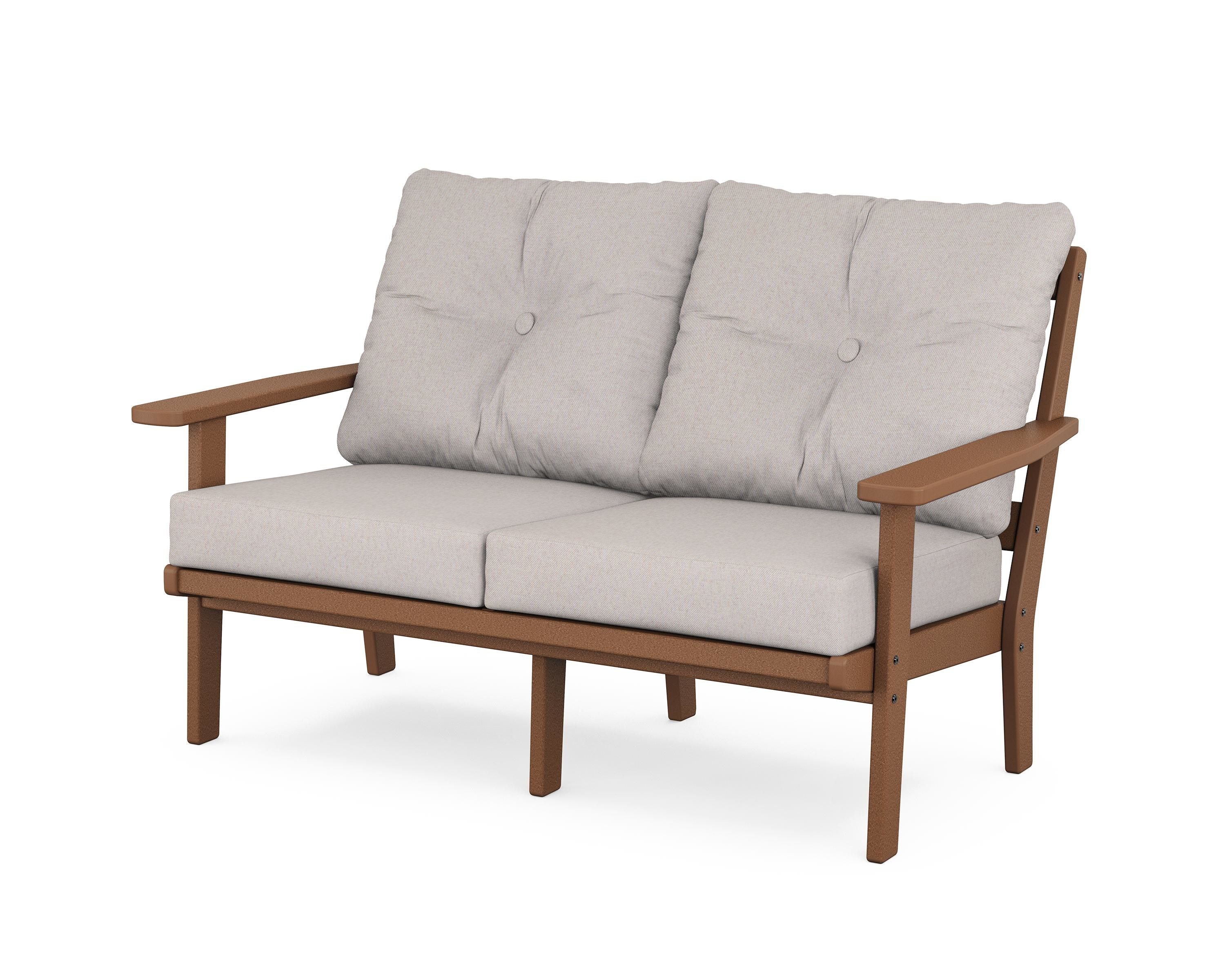 POLYWOOD® Oxford Deep Seating Loveseat in Teak / Dune Burlap