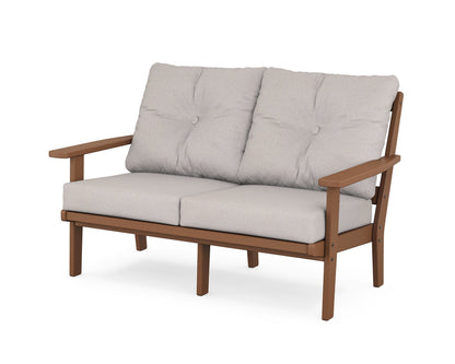 POLYWOOD® Oxford Deep Seating Loveseat in Teak / Dune Burlap