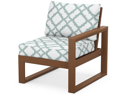 POLYWOOD® EDGE Modular Right Arm Chair in Teak / Trellis Glacier Spa